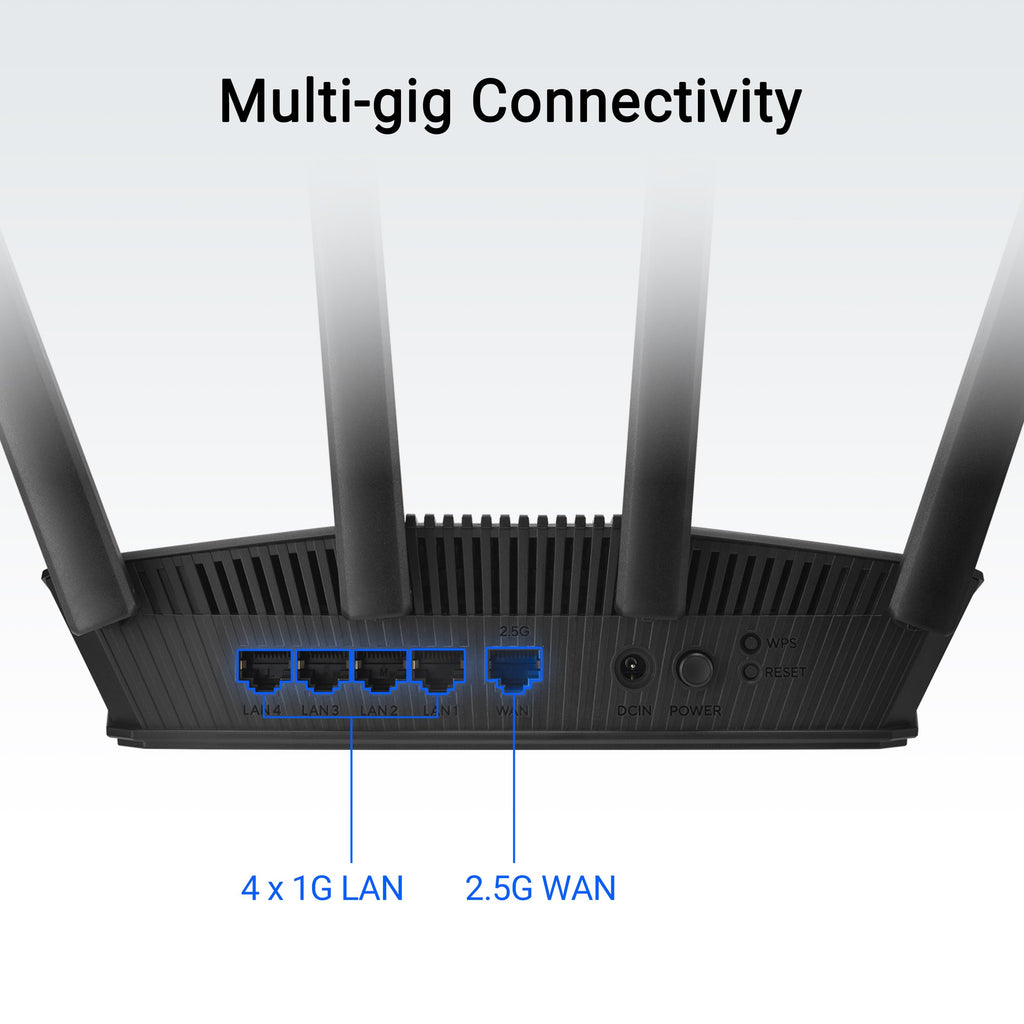 ASUS TUF Gaming BE6500 WiFi 7 Router - Dual-Band, Up to 6.5 Gbps Wireless, Game Accelerator, Multi-Link Operation (MLO), (x4) 2.5GbE Ports, Mesh + VPN Compatible, & Subscription-Free Network Security