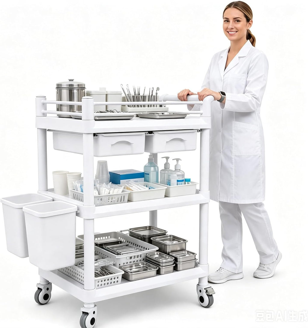 3-Tier Medical Mobile Trolley Cart