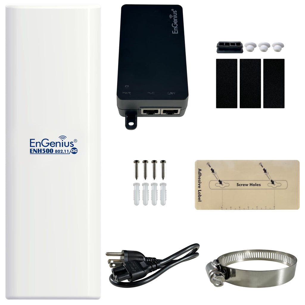 EnGenius ENH500-AX KIT 5GHz Wi-Fi 6 (802.11ax) 2x2 Outdoor Wireless Bridge, up to 1,200 Mbps, high 26 dBm Transmit Power, high gain 16 dBi Integrated Directional Antenna, IP55-rated (2-Pack)