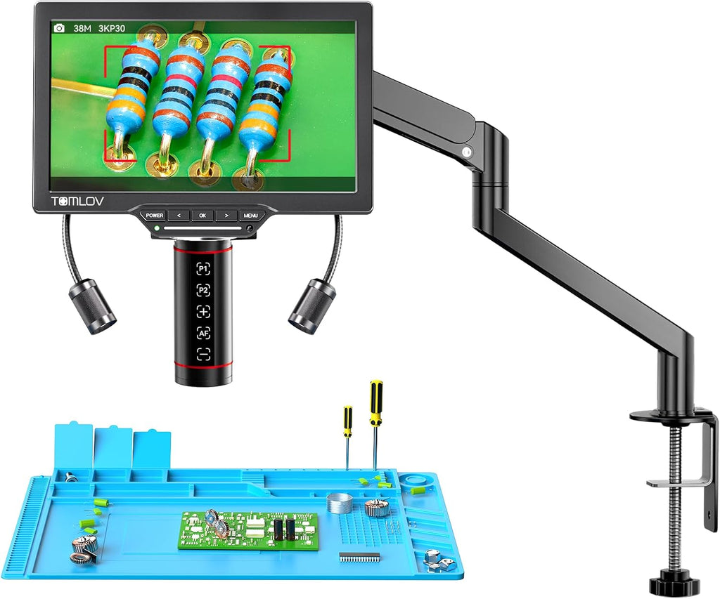 TOMLOV Autofocus Coin Digital Microscope, TM3K-AF Flex Arm Soldering Scope