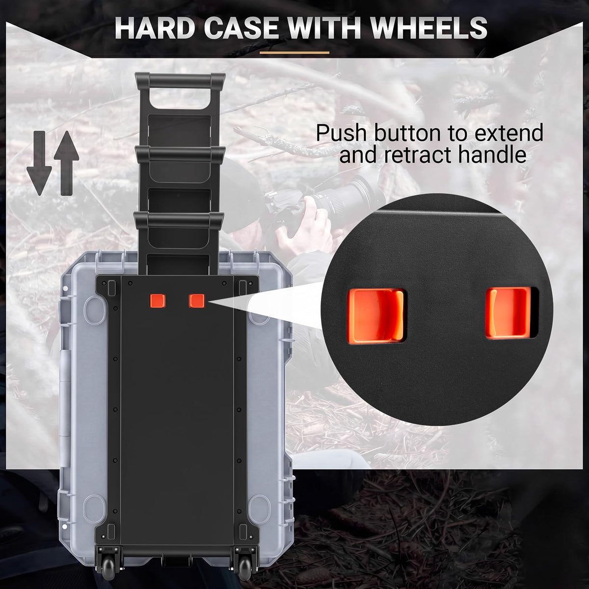 Relaxweex Rolling Camera Hard Case with 15 Padded Dividers & Wheels