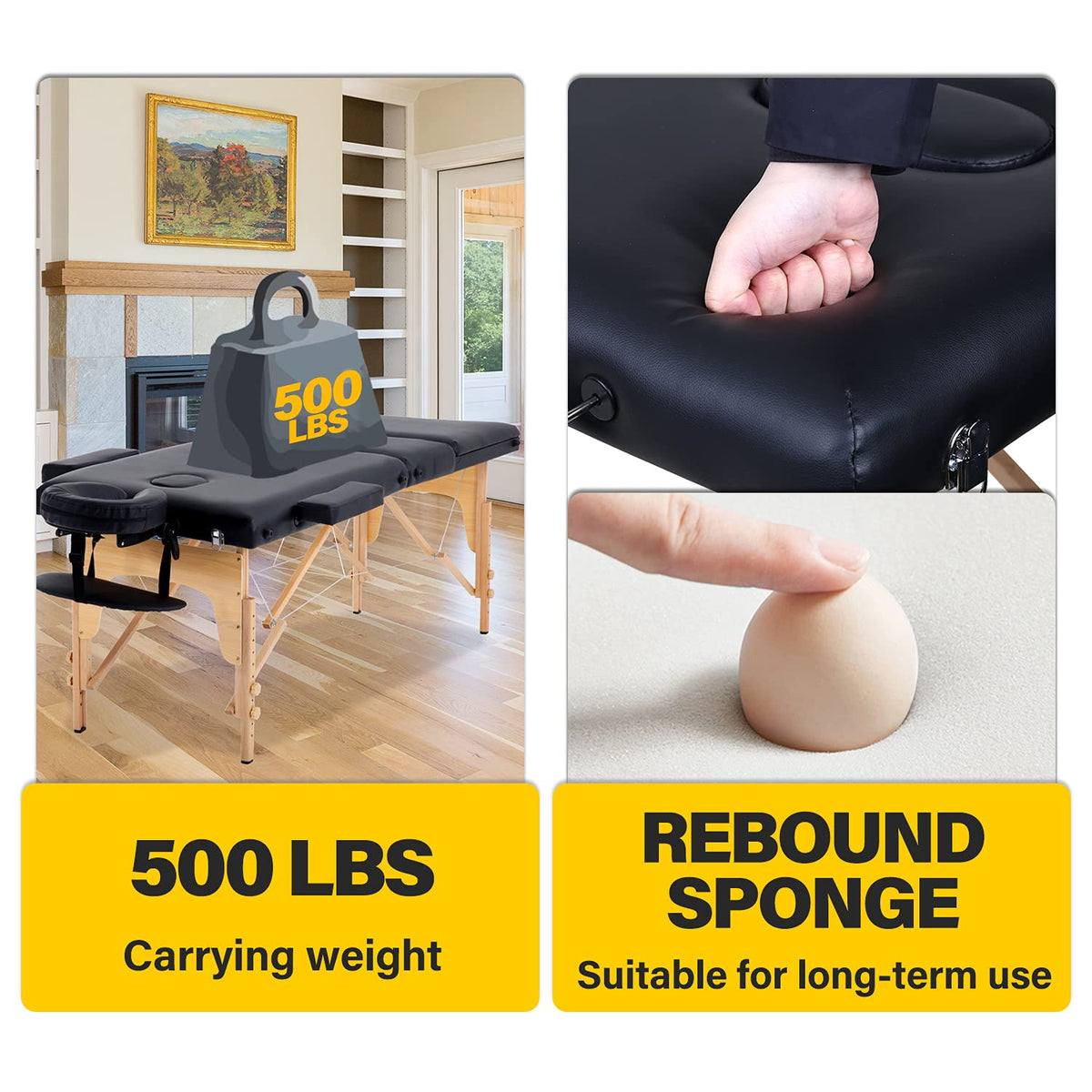 BestMassage Massage Bed Portable Folding Massage Table 24" Wide,Black