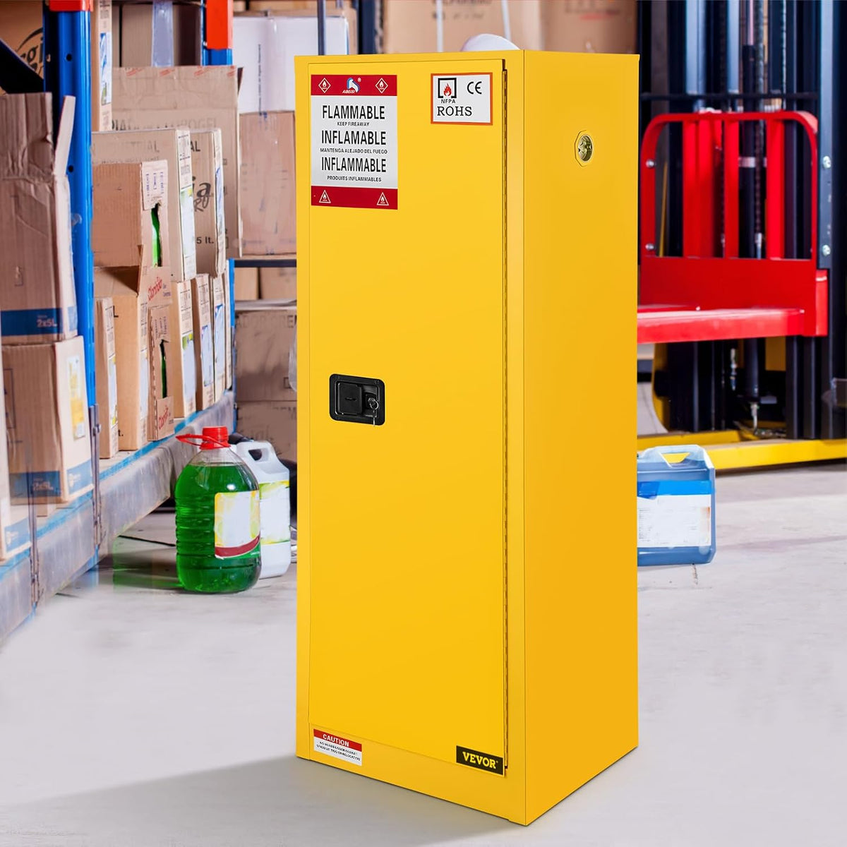 VEVOR Flammable Cabinet, 18" x 18" x 35", Yellow