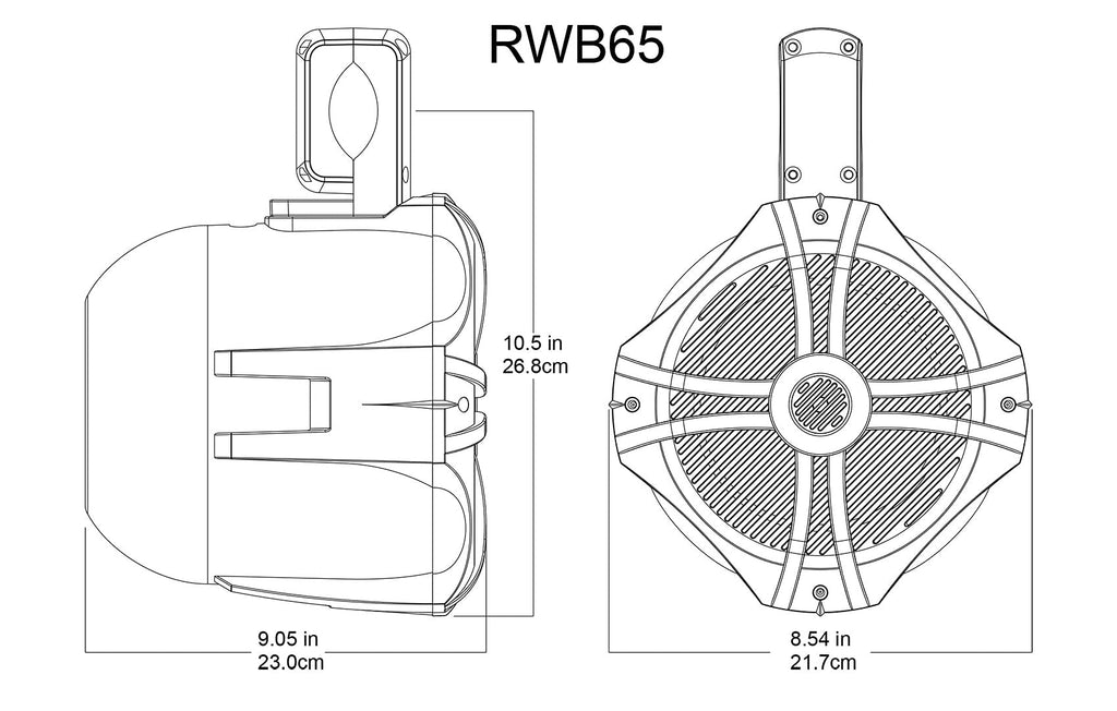 Rockville RWB70B Black 6.5" 4-Ohm Marine Wakeboard Tower Speakers Pair
