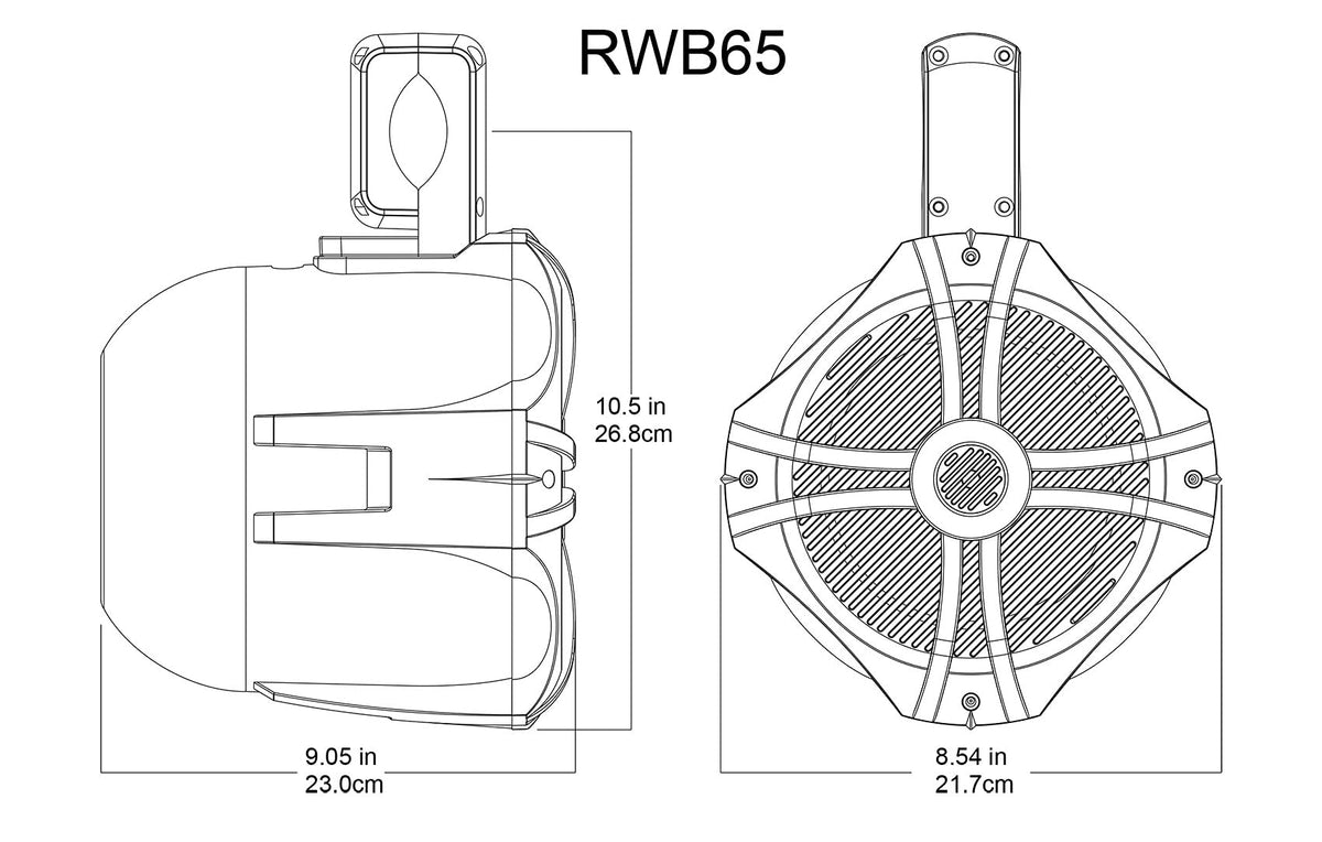 Rockville RWB70B Black 6.5" 4-Ohm Marine Wakeboard Tower Speakers Pair