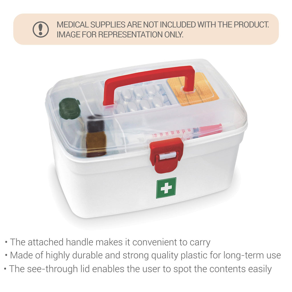 MILTON Plastic Medicine Box, First Aid Box, Set of 6, Small Storage with Handle, Emergency Indoor Outdoor Medical Utility Cabinet Organizer, Transparent, Portable Lockable & Detachable Tray