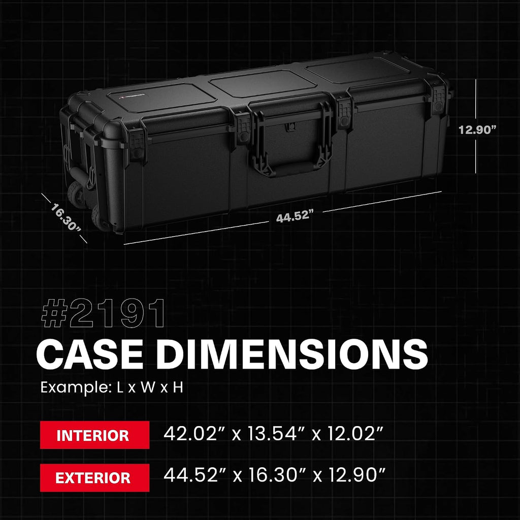 Condition 1 45" Empty Waterproof Hard Case with Wheels, Black
