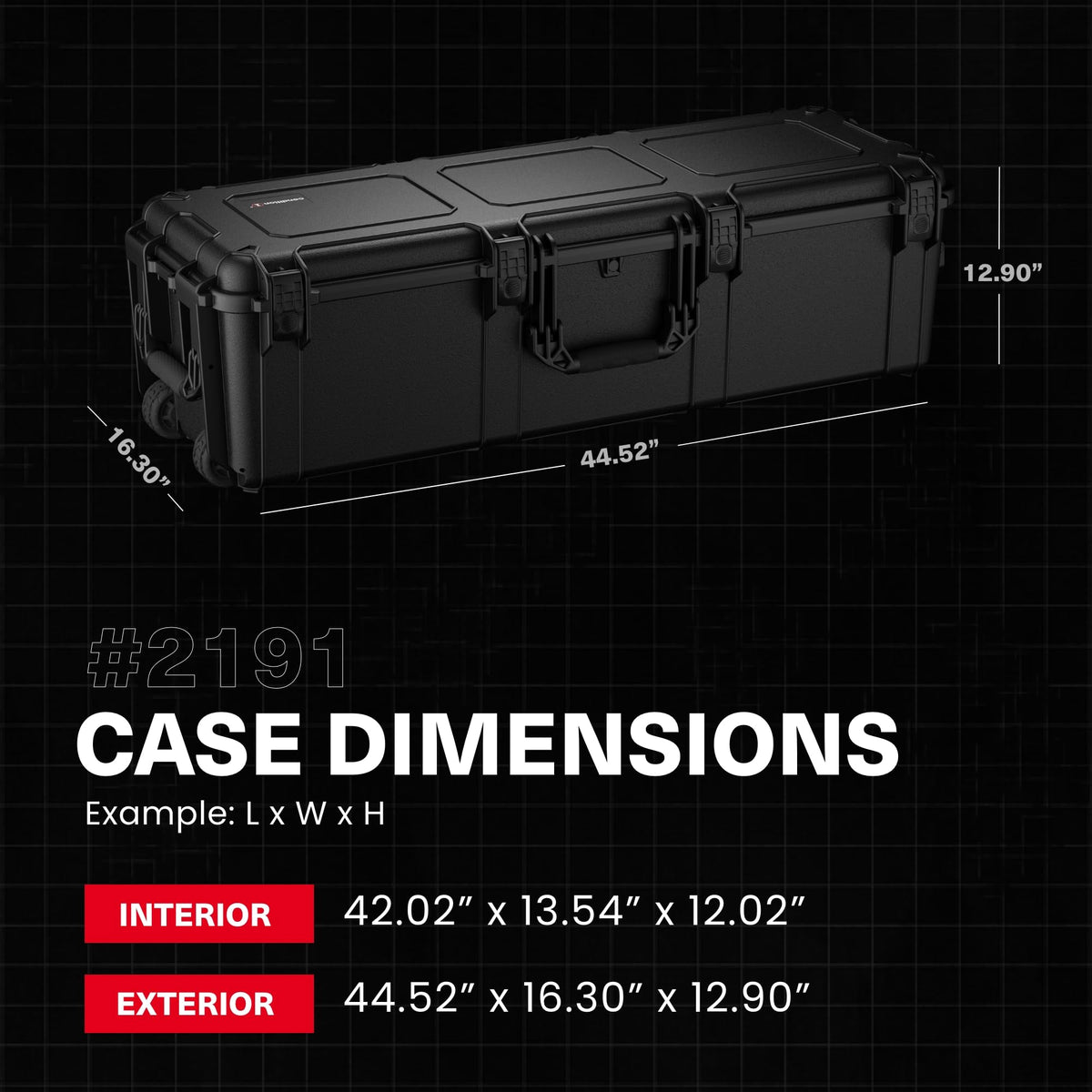 Condition 1 45" Empty Waterproof Hard Case with Wheels, Black