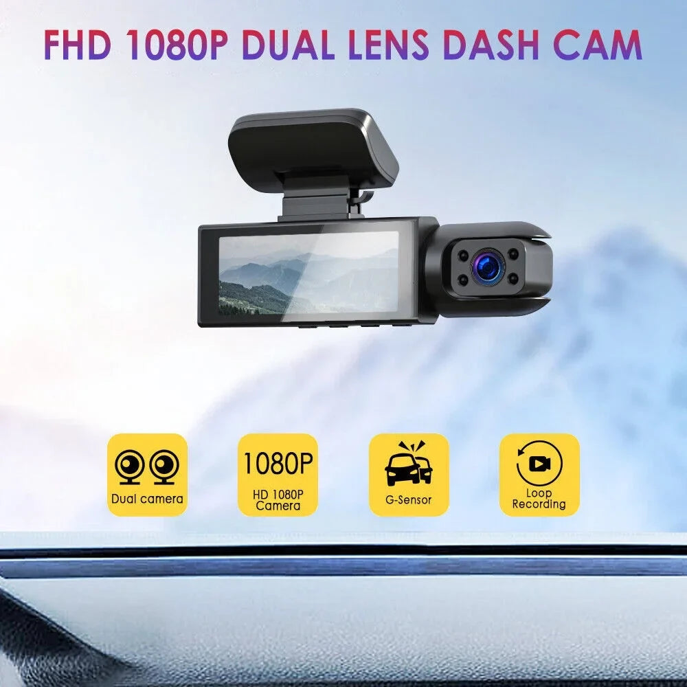 Dual Cam Onemayship Dash Dvr Inside Camera Lens Hd 3.16In Front 1080P Recorder Car Night