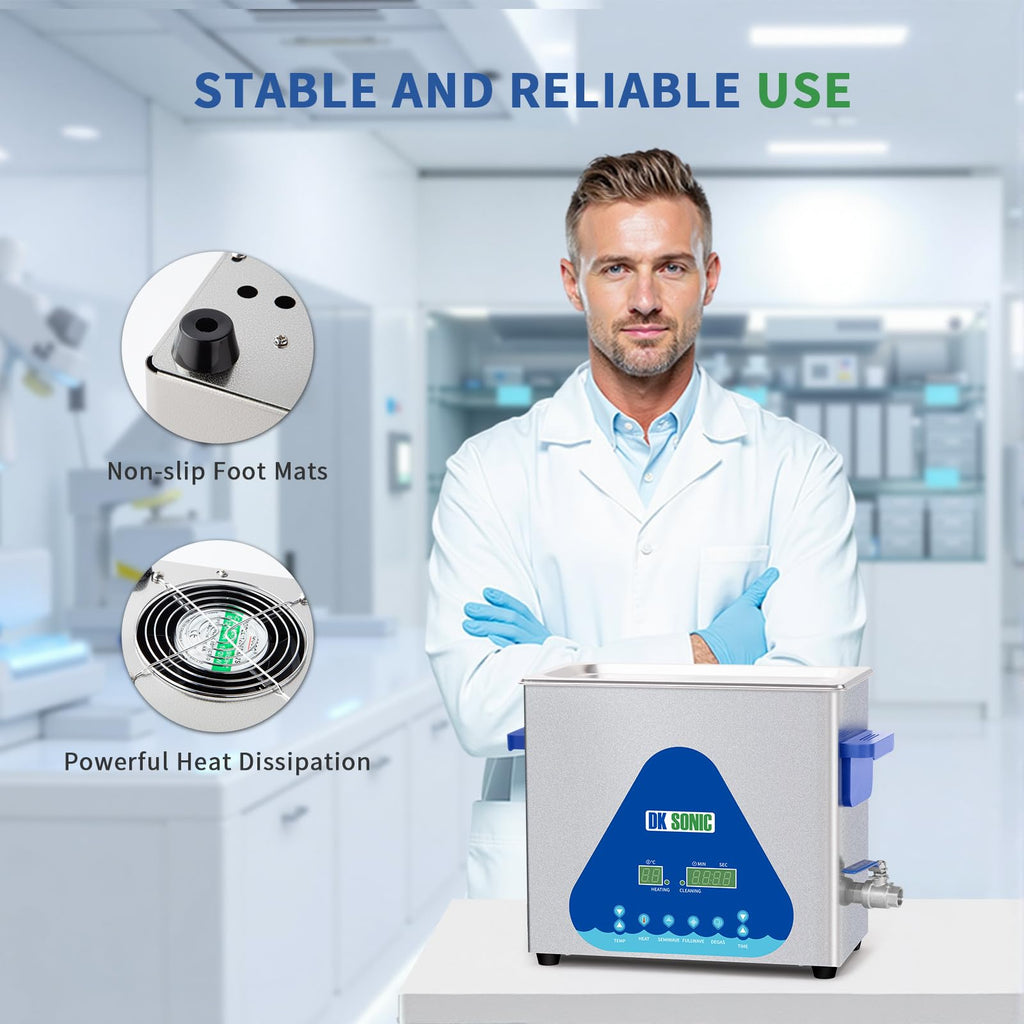 DK SONIC Ultrasonic Cleaner 10L,240W Industrial Ultrasonic Parts Cleaner with Heater&Timer, Digital Control&Basket, Multiple Functions for Motorcycle Engines,Carburetors, Chains