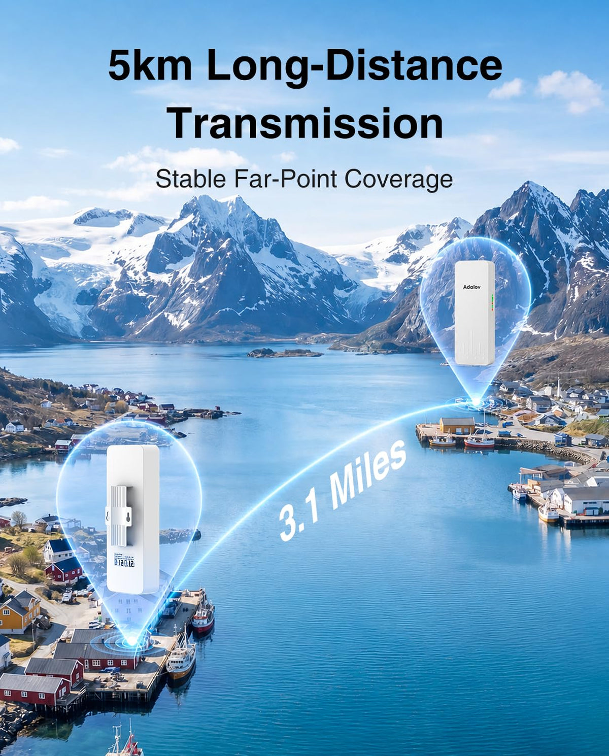 AdaLov CPE361 5KM Outdoor Wireless Bridge 5.8GHz Gigabit Network Extension
