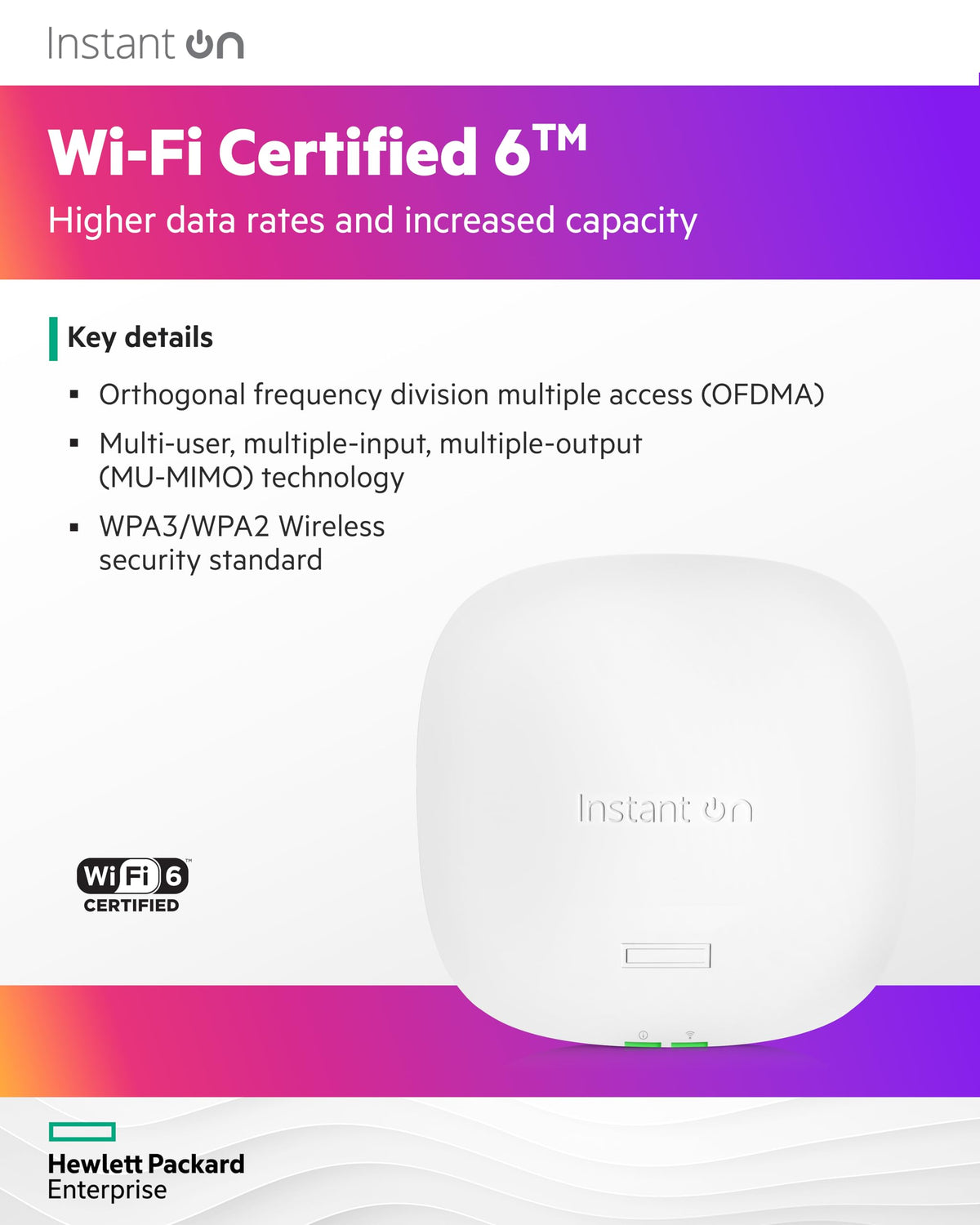 HPE Networking Instant On Access Point AP25 4x4 WiFi 6 Indoor Wireless Access Point | Power Source Not Included | US Model (R9B27A), Dual-Band
