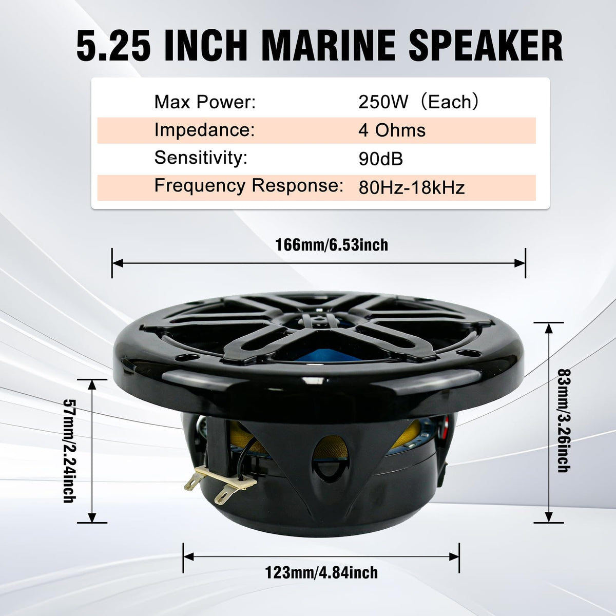 STUDIOFINIX 5.25 Inch 500W Bluetooth Marine Speakers with LED Lights -2 Way Weather Resistant Boat Speakers Perfect for Boats, ATVs, UTVs ï¼Pair,Whiteï¼