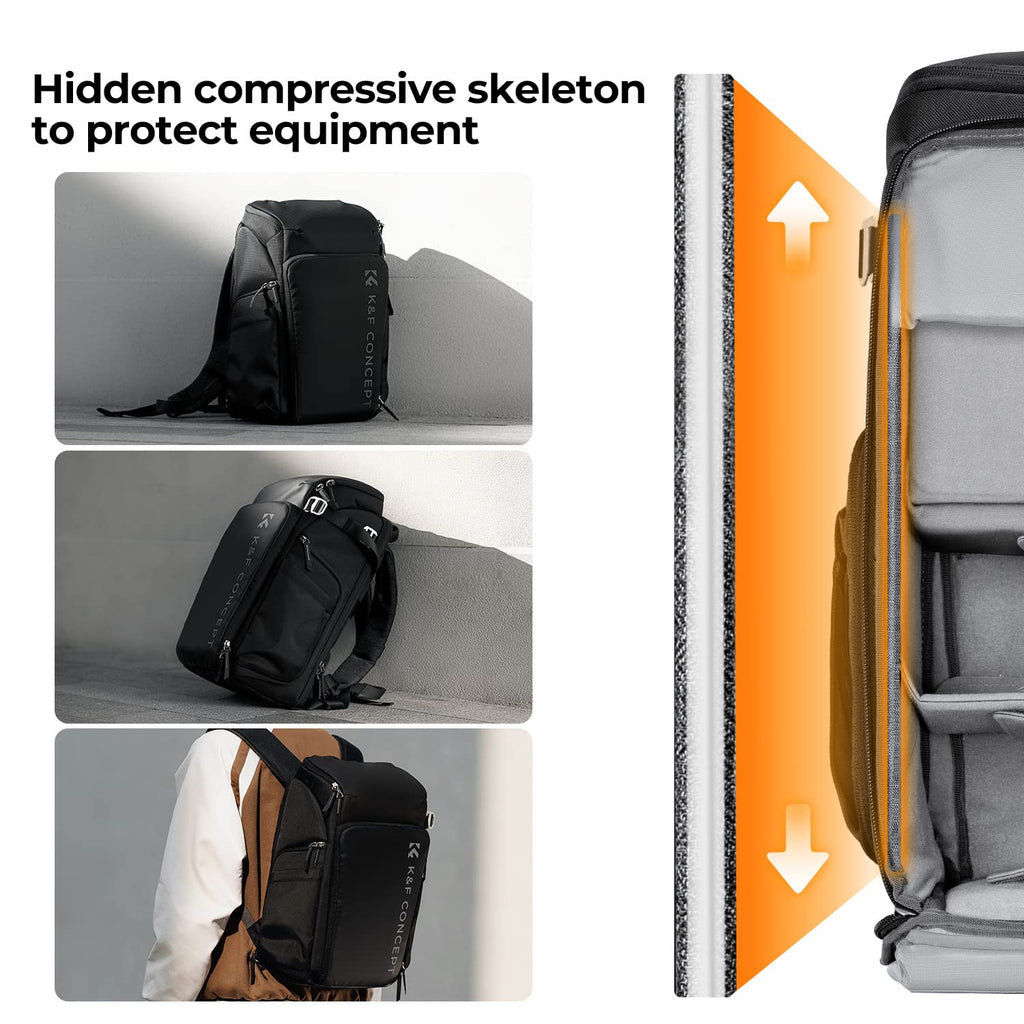 K&F CONCEPT Camera Backpack, 22L Expandable Camera Bag with Rain Cover