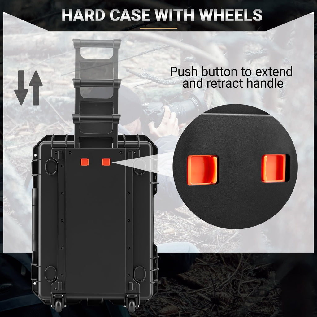 Relaxweex Rolling Camera Hard Case with 15 Padded Dividers & Wheels