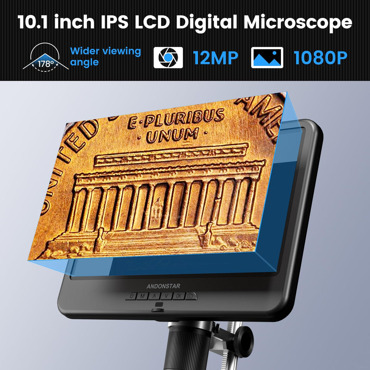 Andonstar AD109 Digital Microscope with 10.1" Screen for Soldering Repair