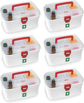 MILTON Plastic Medicine Box, First Aid Box, Set of 6, Small Storage with Handle, Emergency Indoor Outdoor Medical Utility Cabinet Organizer, Transparent, Portable Lockable & Detachable Tray