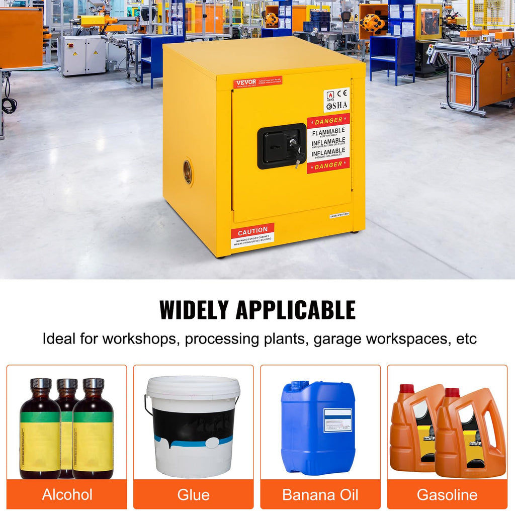 VEVOR Flammable Cabinet, 18" x 18" x 35", Yellow