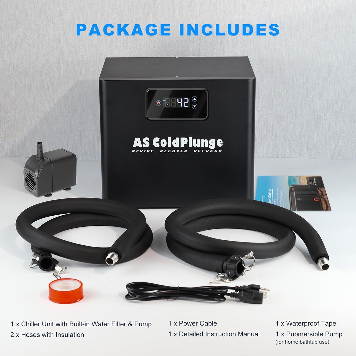 AS ColdPlunge 1/3HP Cold Plunge Chiller, Ice Bath Water Chiller for Any Tub