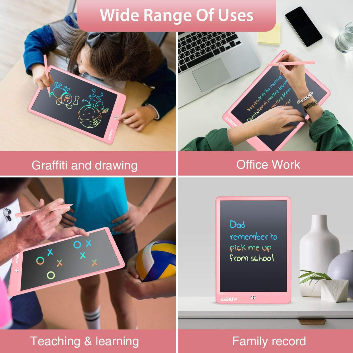 LCD Writing Tablet for Kids, 10 Inch Colorful Drawing Board Learning Toys