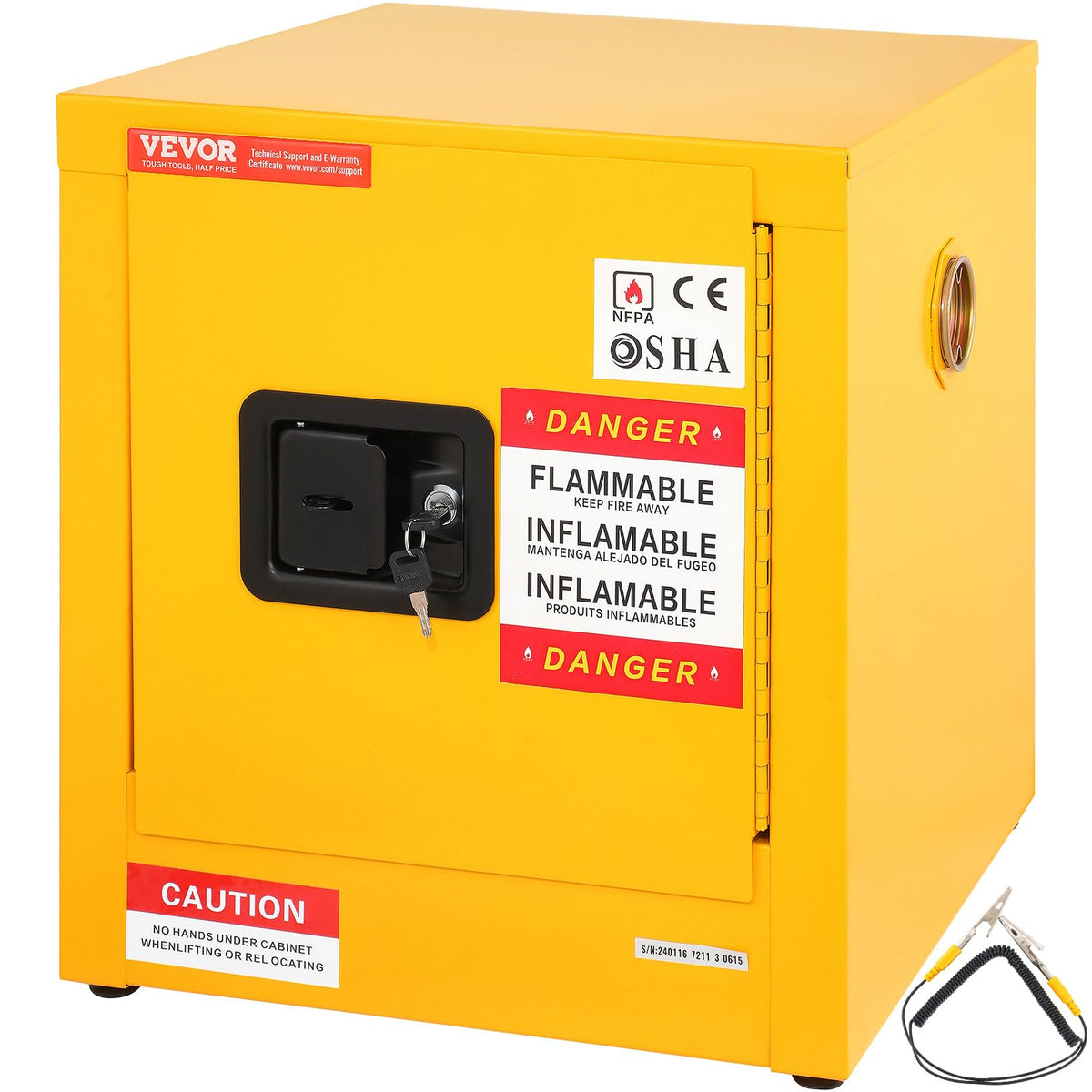 VEVOR Flammable Cabinet, 18" x 18" x 35", Yellow