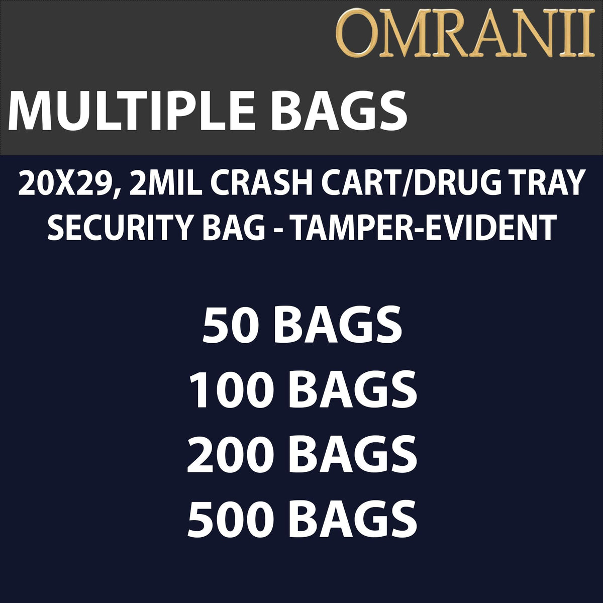 Crash Cart/Drug Tray Security Bag - Tamper-Evident 2 Mil, 20" X 29" & 500 Bags | Strong Adhesive Seal and Perforated Easy-Open Design | LDPE Clear Medical Safety Bag for Emergency Carts