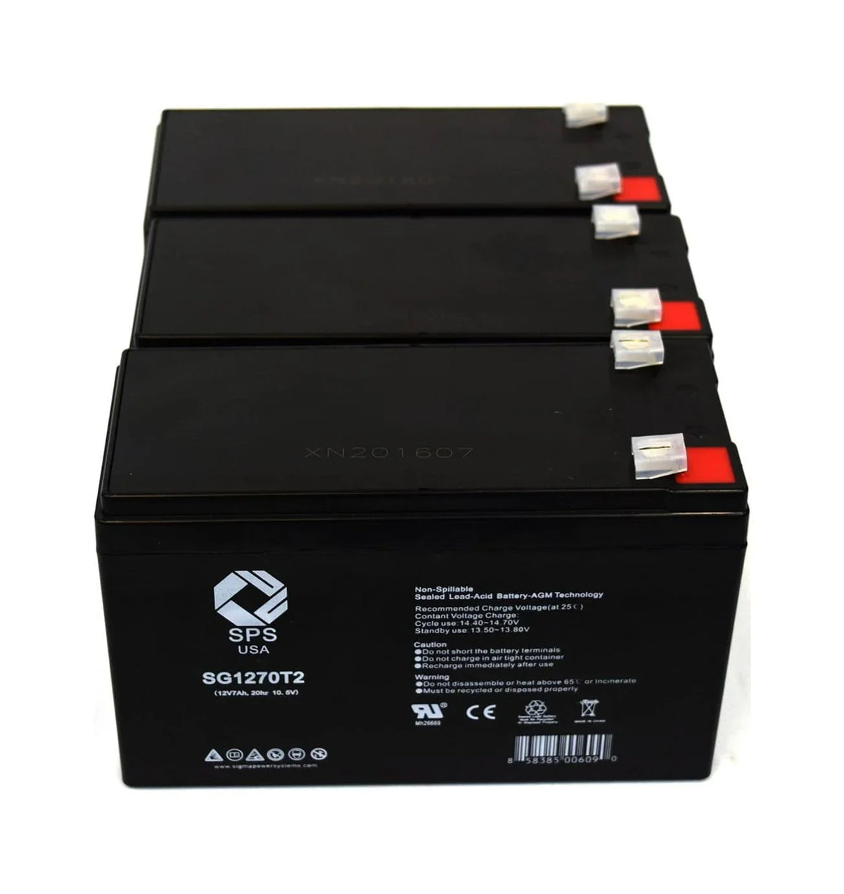 PACK) (3 for 200vr SPS UPS Battery Brand Ah (SG1270T2) onic 7 PCM Replacement 12V