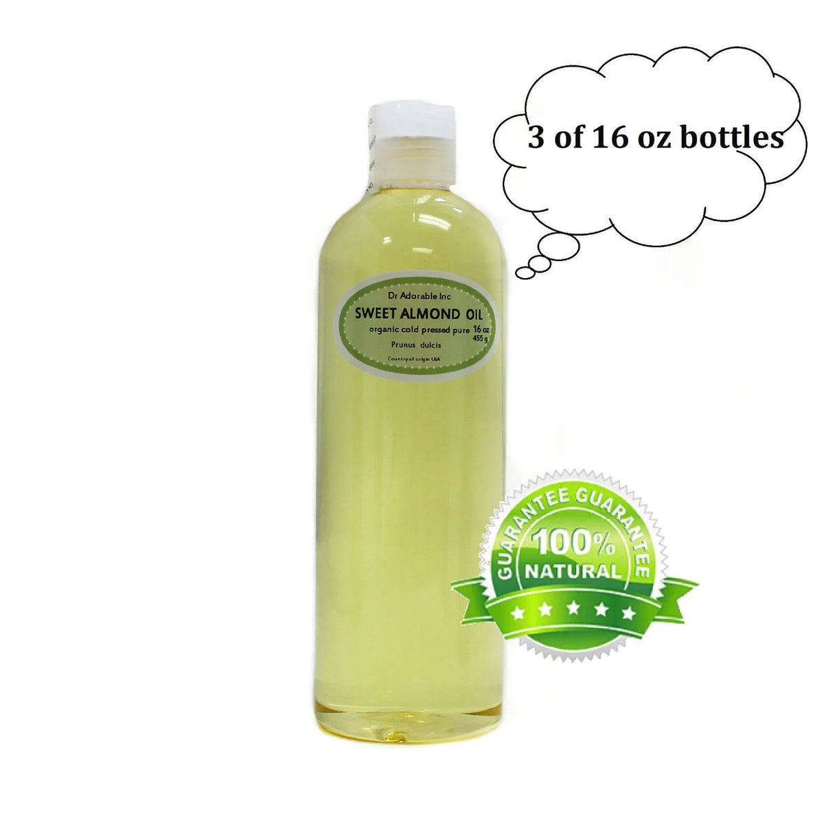 Natural Adorable oz - 100% - Pressed Almond 48 Dr. Cold Organic Pure Oil Hair Skin Sweet