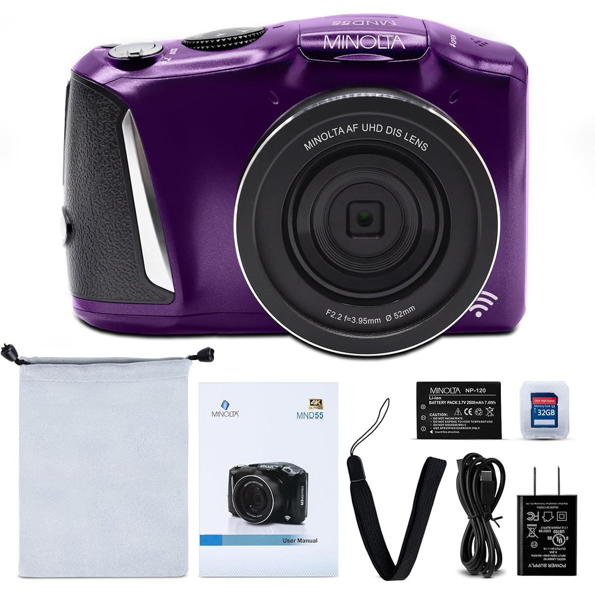 Minolta MND55 64MP 4K Ultra HD Wi-Fi Digital Camera - Blue