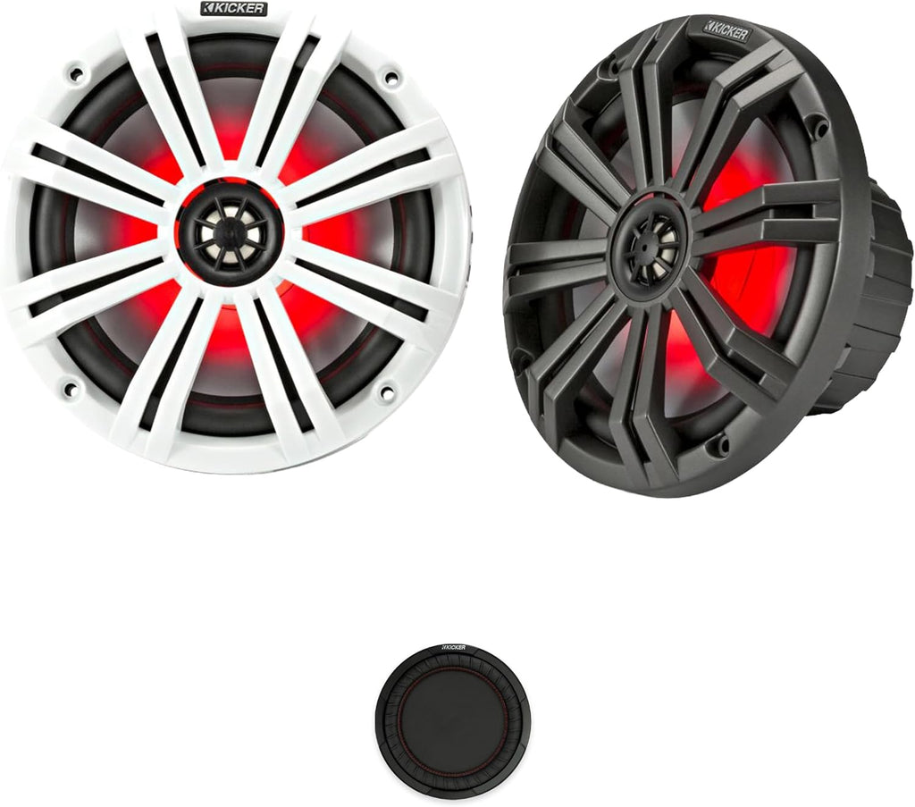KICKER KM84L 8in LED Marine Speakers w/ 10in Passive Radiator Kit