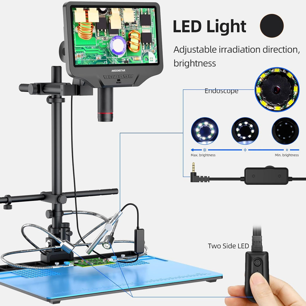 Andonstar AD409 Max Digital Microscope with Soldering Station, Endoscope