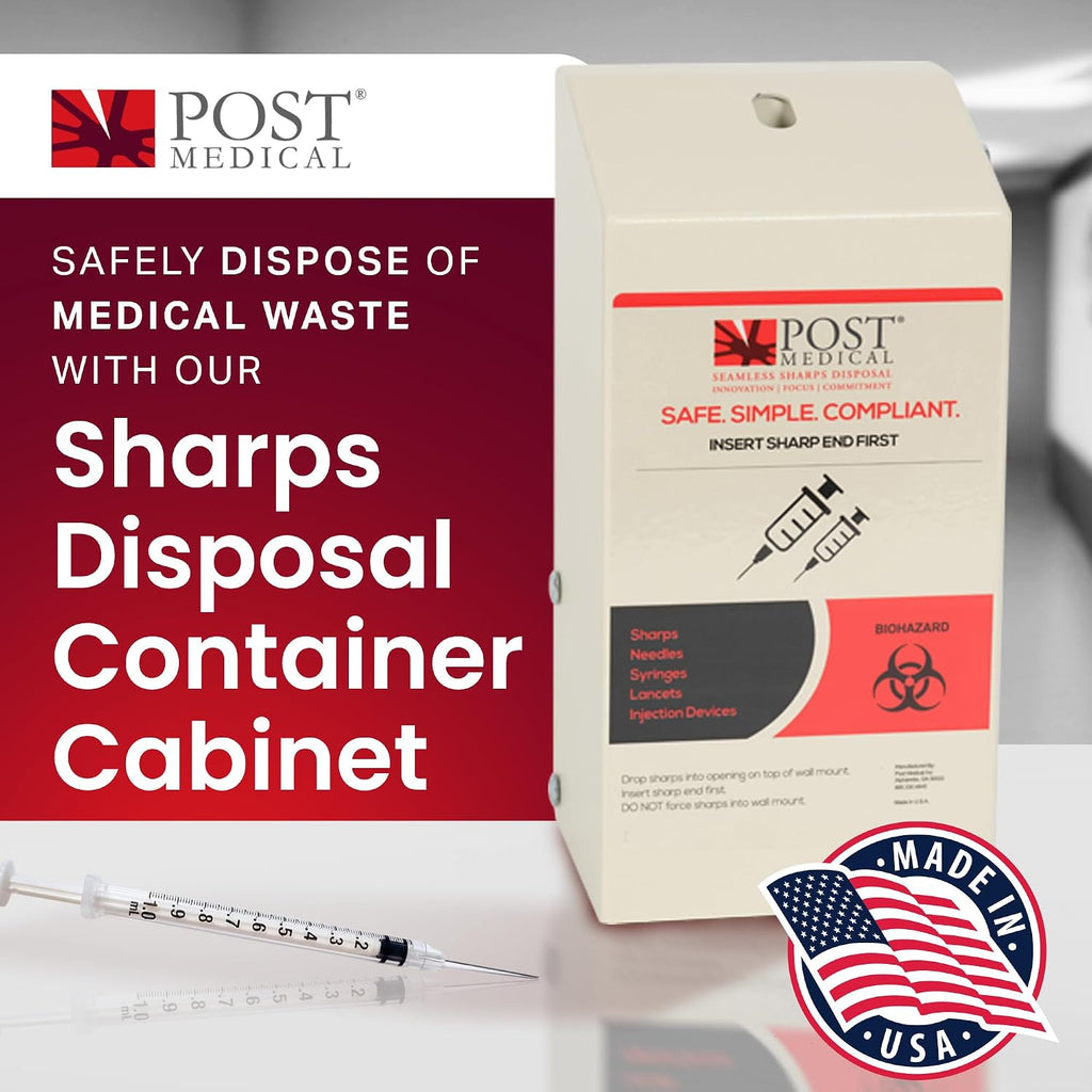 Wall Mounted Sharps Cabinet for 1.0 Quart with Lock & Key