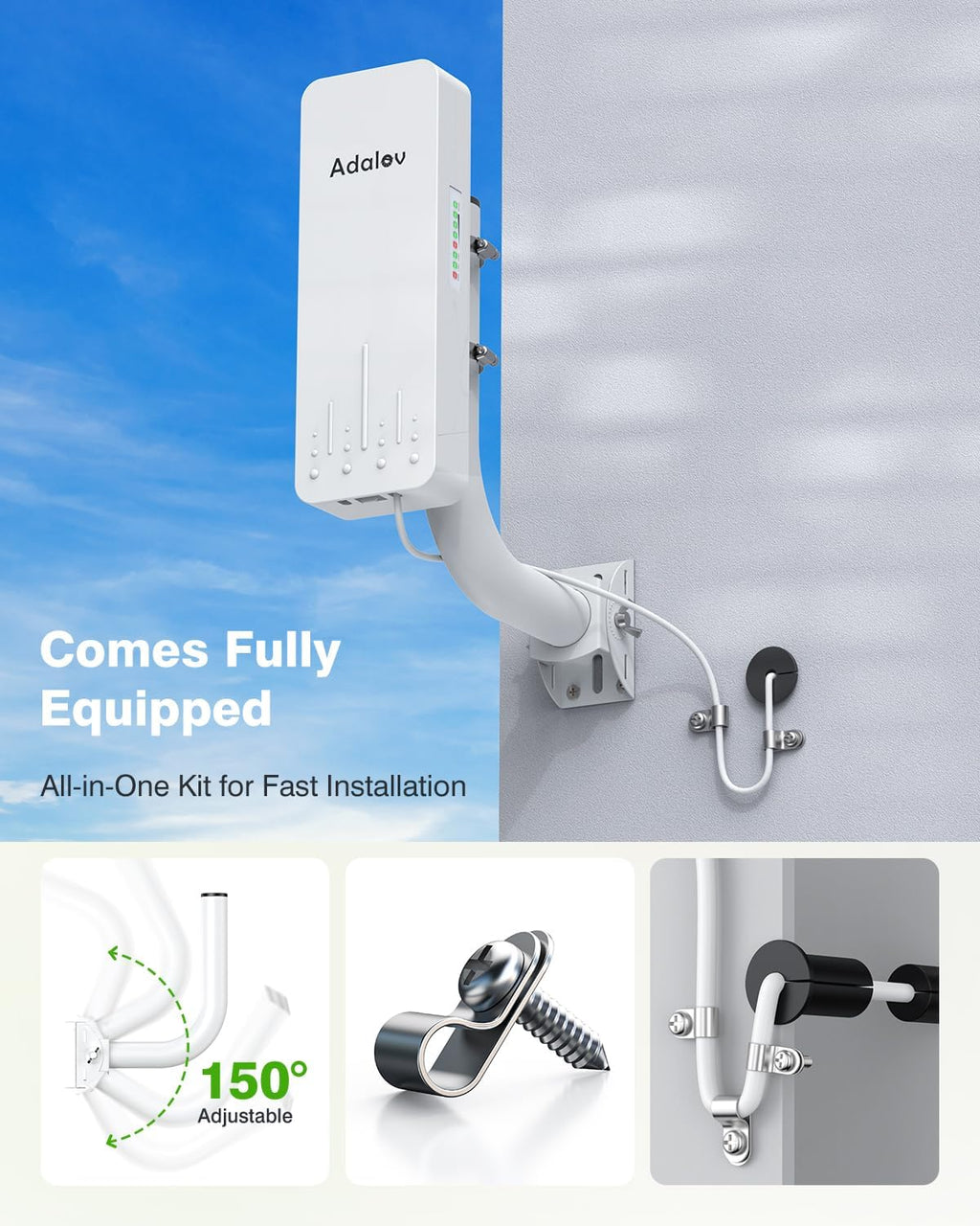 Adalov CPE661 5.8 GHz Gigabit Outdoor Wireless Bridge, 3 km, PoE Powered