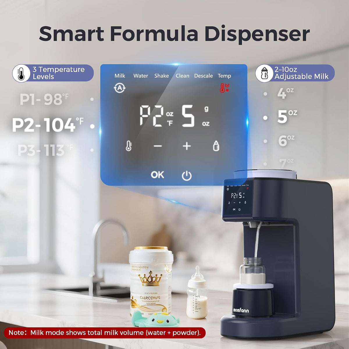MOMFANN Auto Baby Formula Maker, Fast Formula Dispenser for Instantly Mix