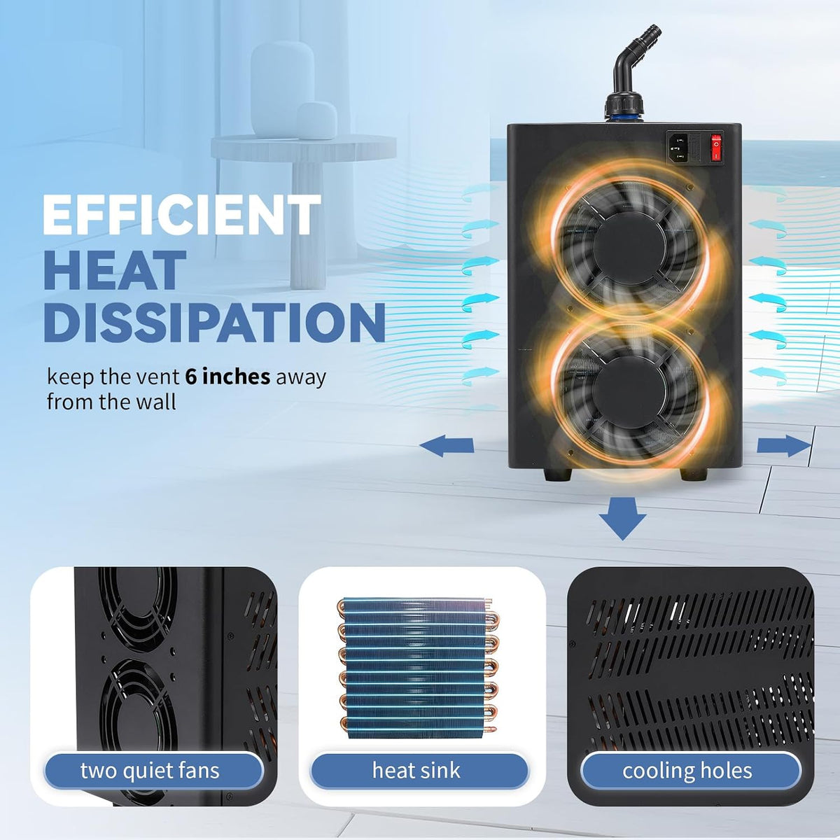 Poafamx Aquarium Chiller 26gal, 1/13 HP Small Water Chiller for Axolotl