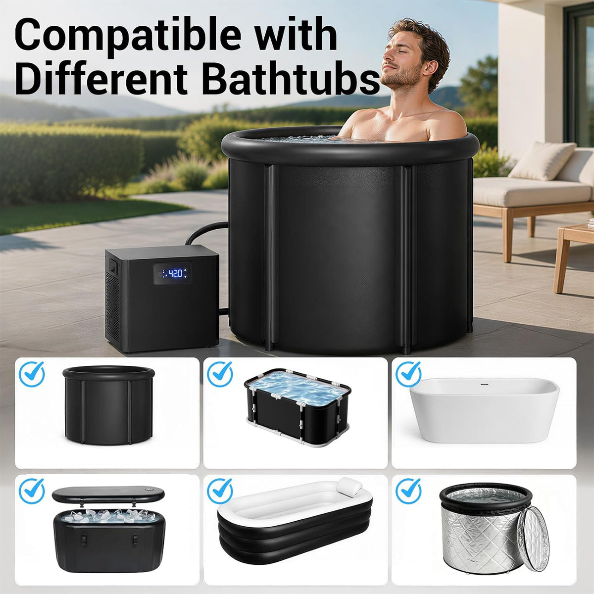 Cold Plunge Chiller for Ice Bath Tub, 1/3HP Water Chiller, Built-in Filter