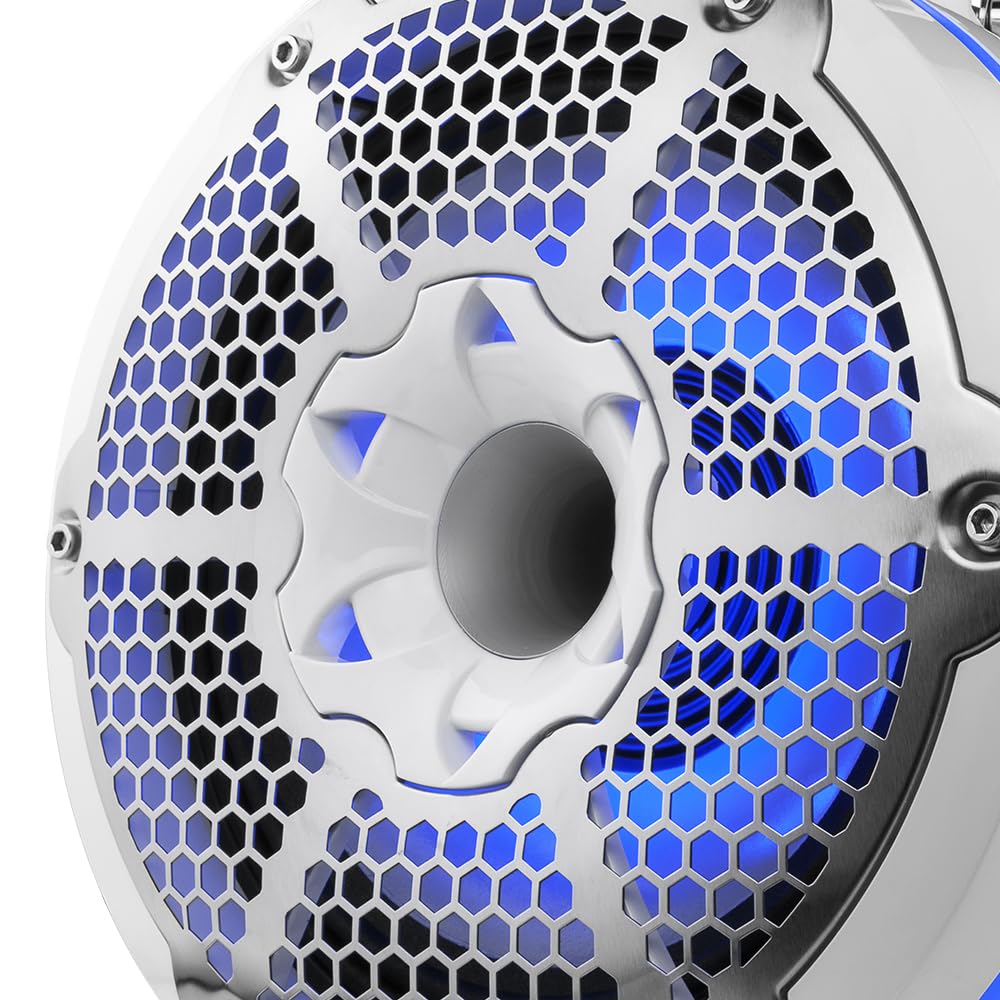 DS18 CF-X10TPNEO 10" Neodymium Marine Wakeboard Tower Speakers with Bullet Tweeter, Passive Radiator and RGB LED Lights - High Performance, Marine Grade IP65 Rated, 900W Max 300W RMS 4 Ohms (Pair)