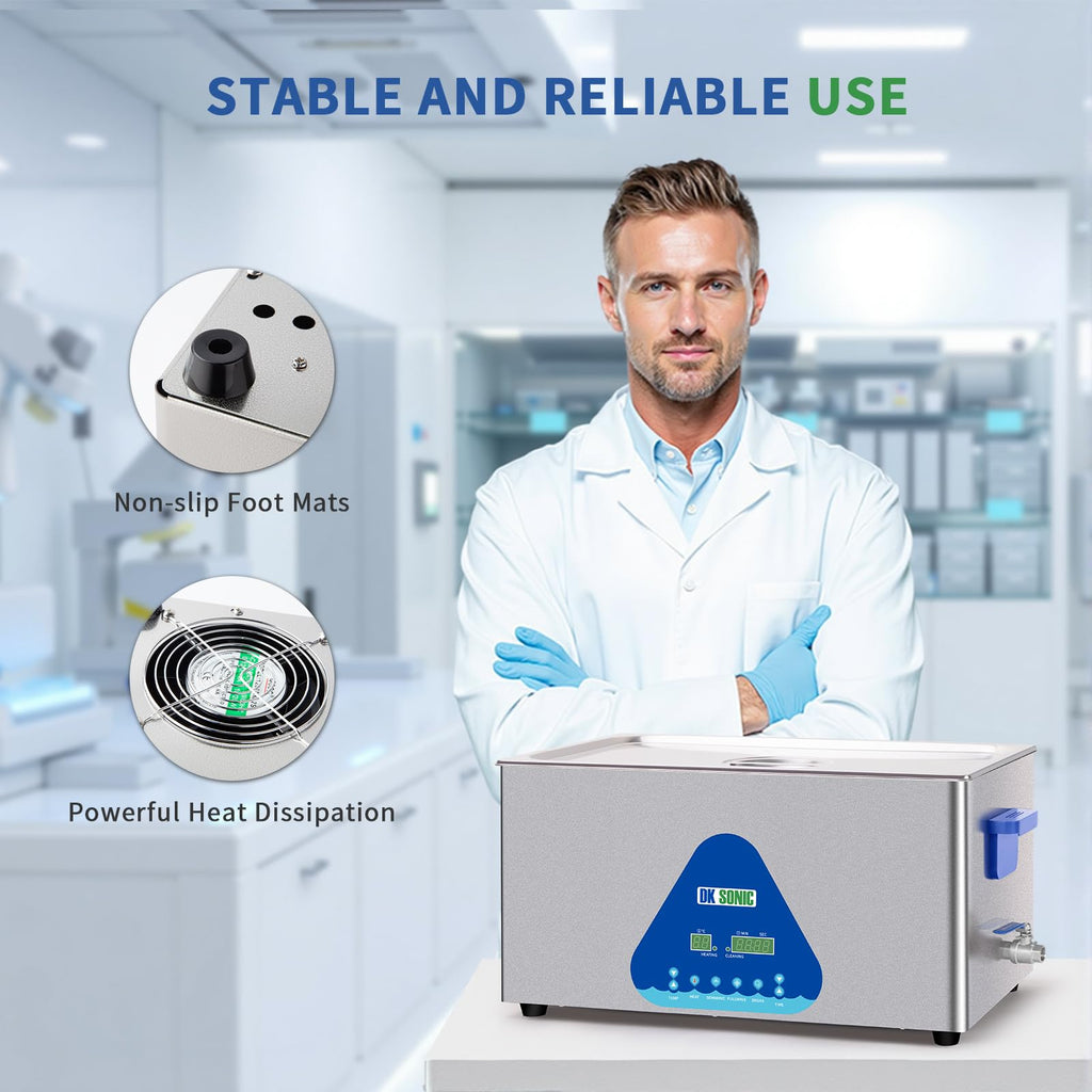 DK SONIC Ultrasonic Cleaner 10L,240W Industrial Ultrasonic Parts Cleaner with Heater&Timer, Digital Control&Basket, Multiple Functions for Motorcycle Engines,Carburetors, Chains