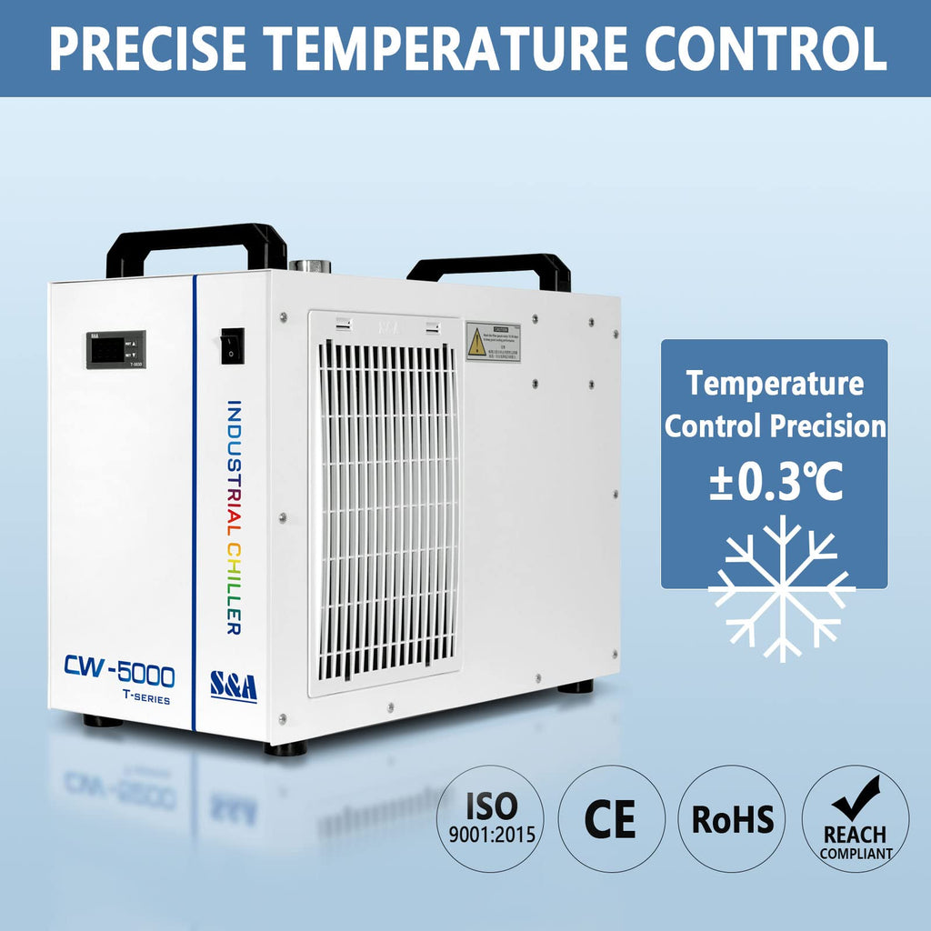 S&A CW-5200DH 7L Industrial Water Chiller,0.9HP,3.43gpm,5699 BTU/h,for 60W to 150W CO2 Laser Engraving & Cutting Systems