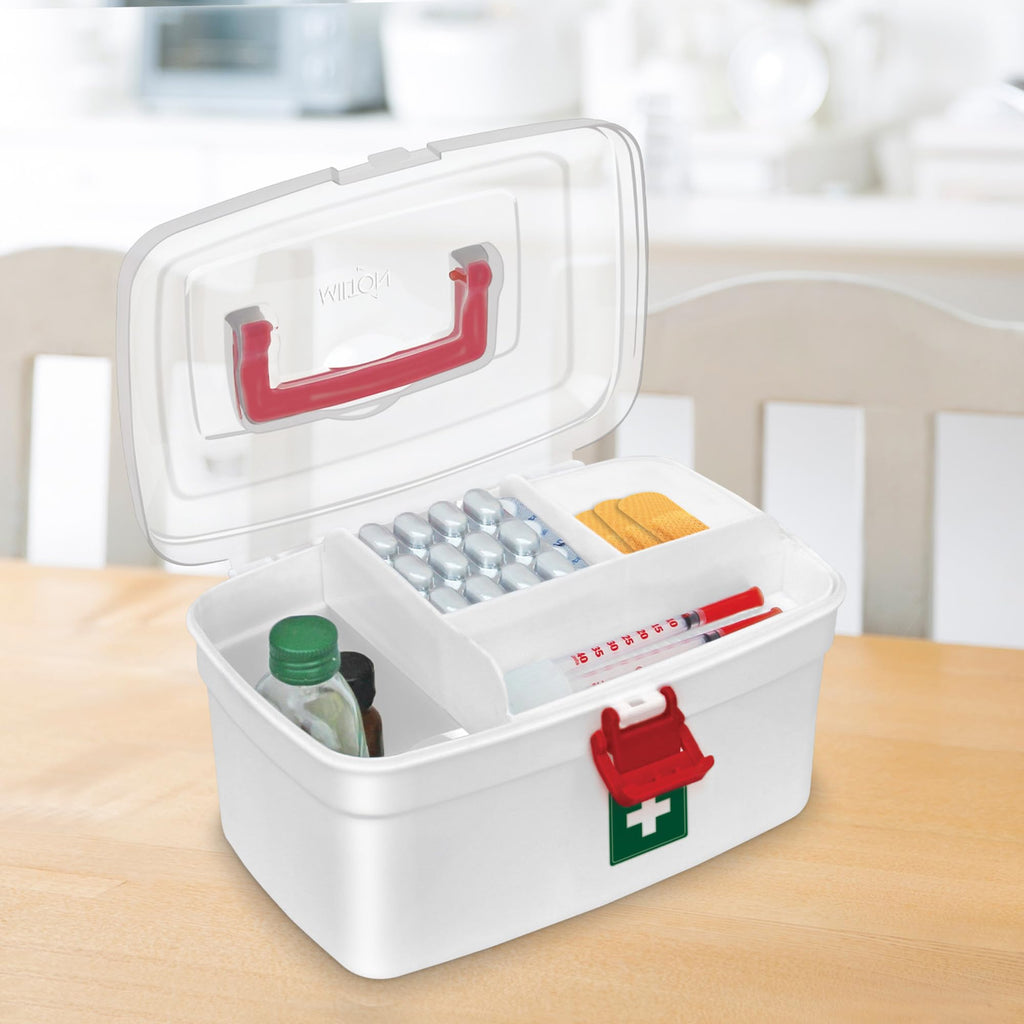 MILTON Plastic Medicine Box, First Aid Box, Set of 6, Small Storage with Handle, Emergency Indoor Outdoor Medical Utility Cabinet Organizer, Transparent, Portable Lockable & Detachable Tray