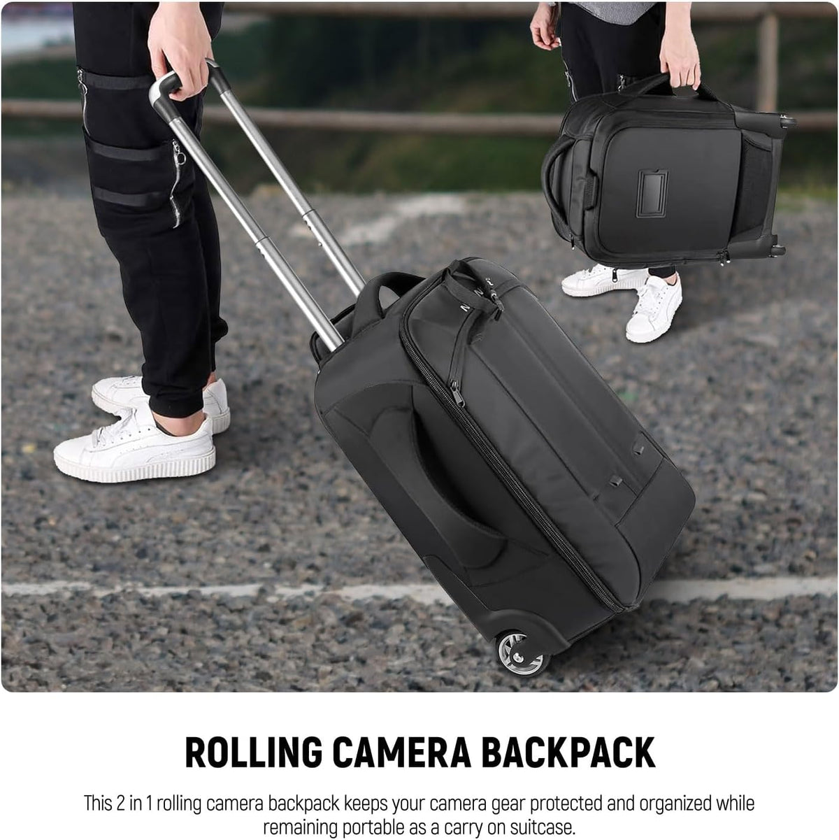 NEEWER Convertible Rolling Camera Backpack for SLR/DSLR and Accessories