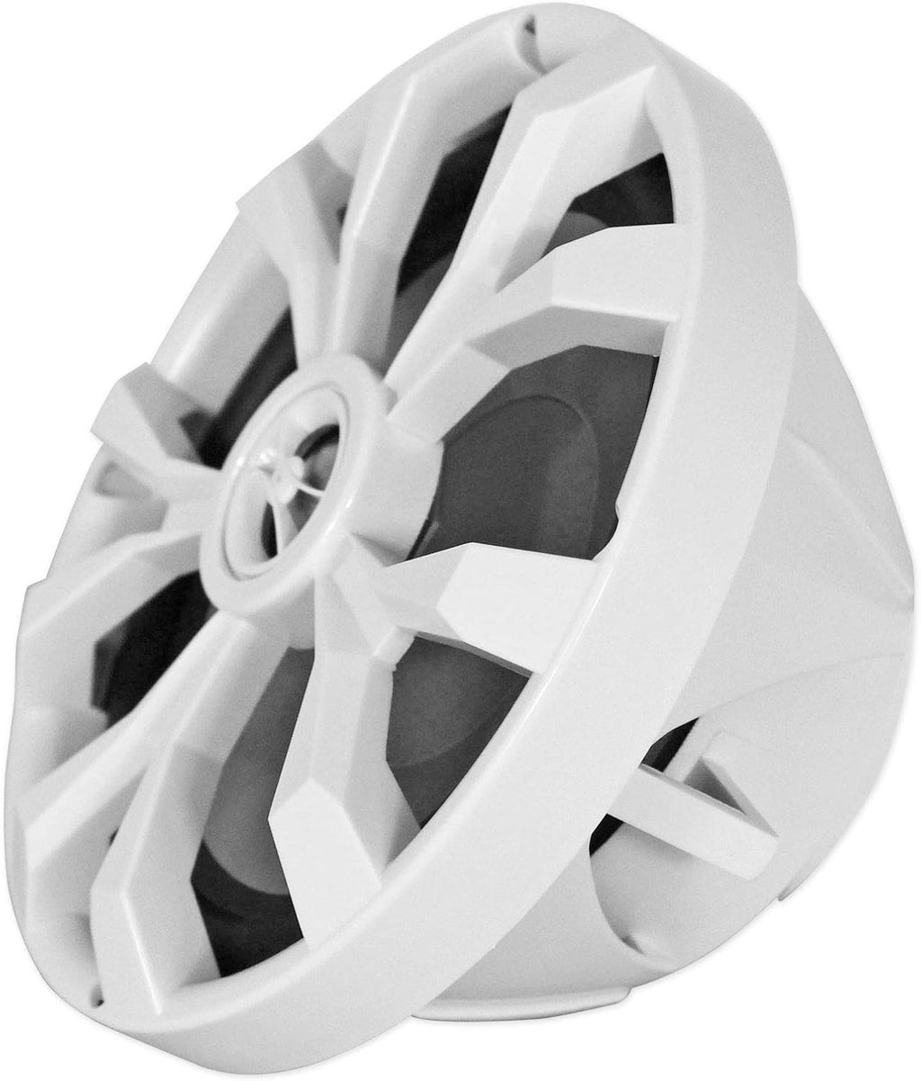 Rockville RKL80MW 8" White 2-Way Marine Boat LED Speakers, 4-Pack