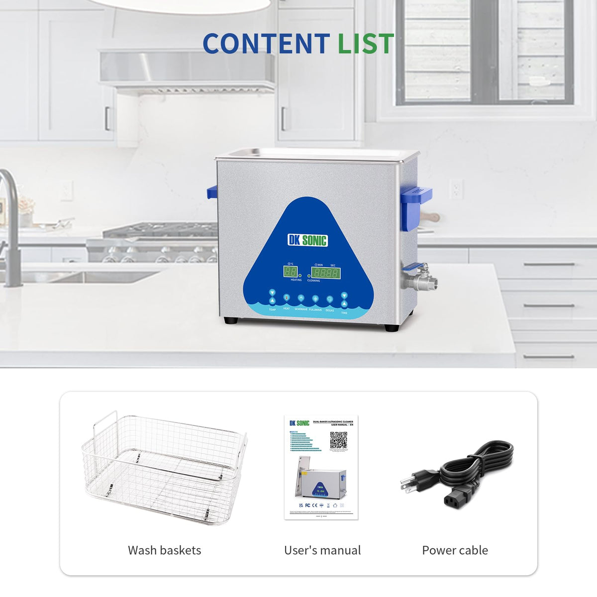 DK SONIC Ultrasonic Cleaner 10L,240W Industrial Ultrasonic Parts Cleaner with Heater&Timer, Digital Control&Basket, Multiple Functions for Motorcycle Engines,Carburetors, Chains