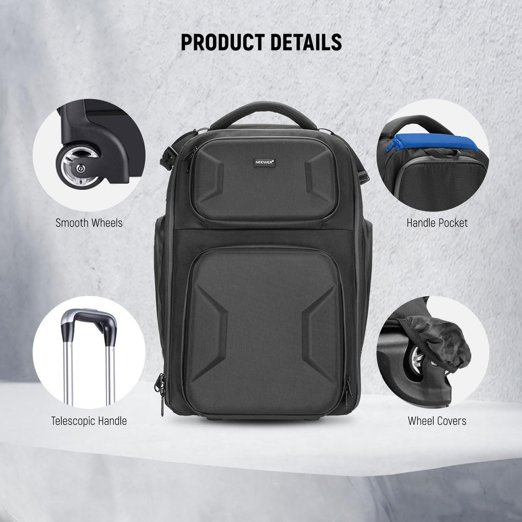 NEEWER Convertible Rolling Camera Backpack for SLR/DSLR and Accessories