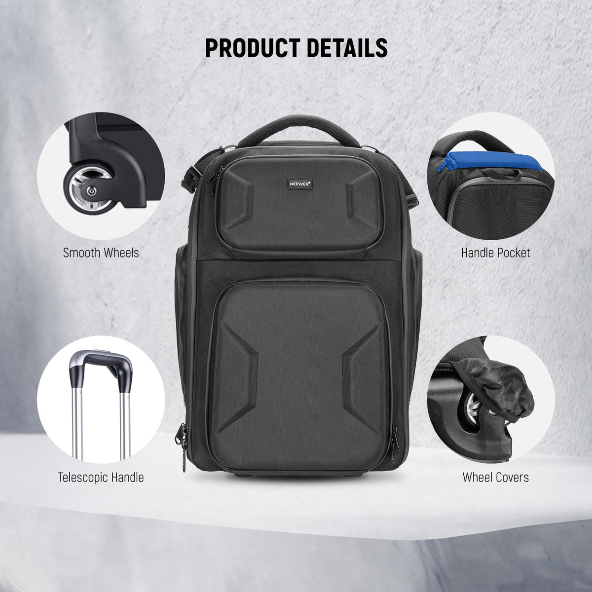 NEEWER Convertible Rolling Camera Backpack for SLR/DSLR and Accessories