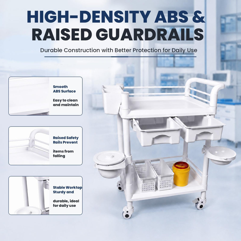 3-Tier Medical Mobile Trolley Cart