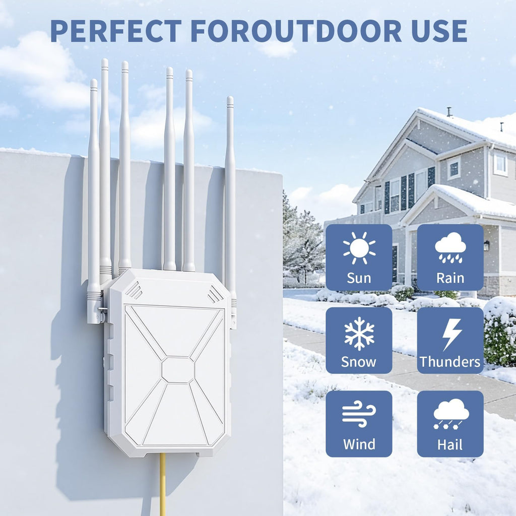 AX3000 Outdoor WiFi Extender, Dual Band 5G+2.4G Outdoor Long Range Extender Signal Booster with POE, Wi-Fi 6 Wireless Access Point, Wireless Out Door Repeater, Compatible Starlink for Farm Camping RV
