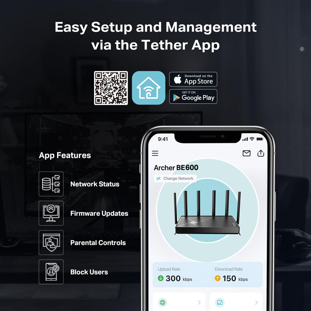 TP-Link BE6500 Dual-Band WiFi 7 Router (BE400)