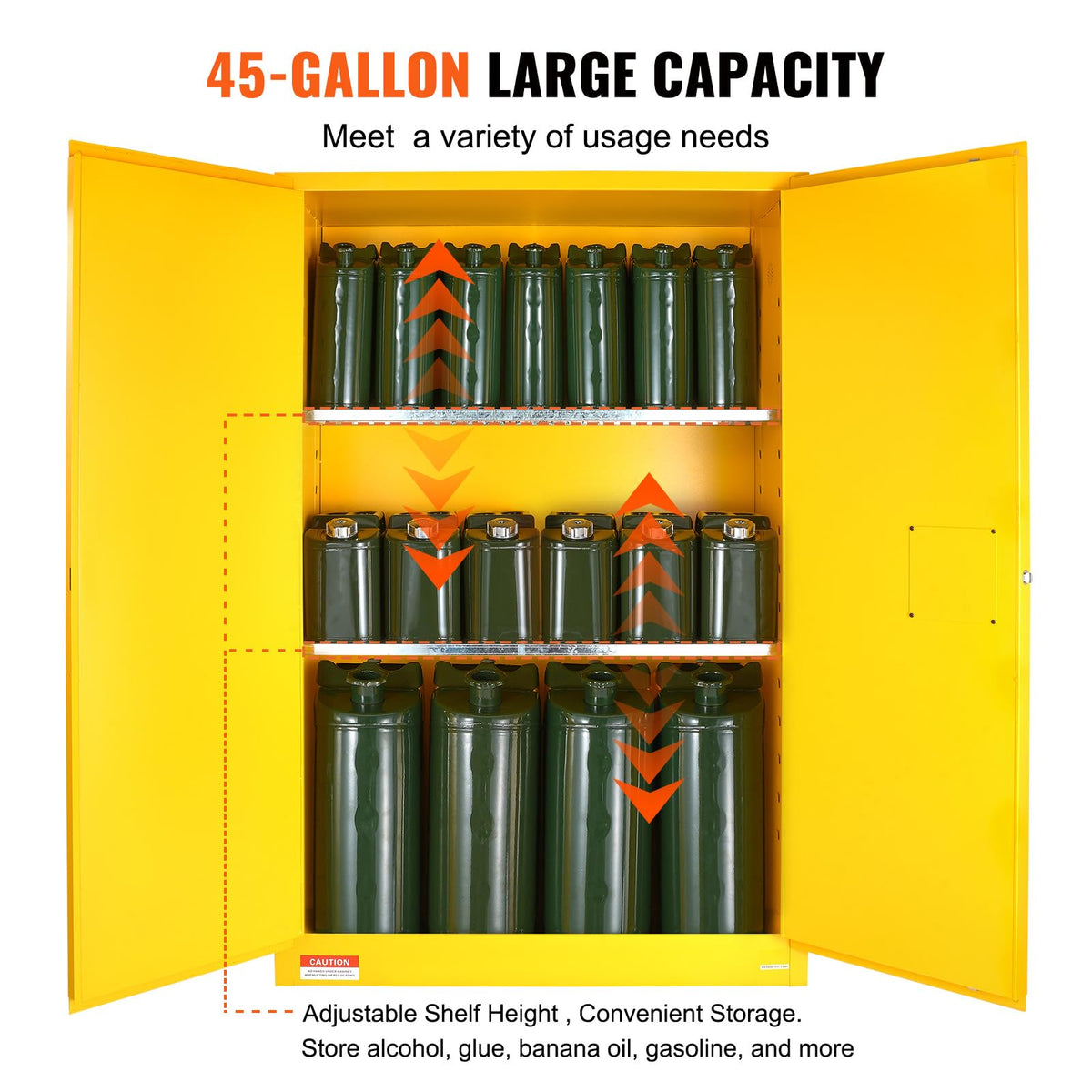 VEVOR Flammable Cabinet, 18" x 18" x 35", Yellow