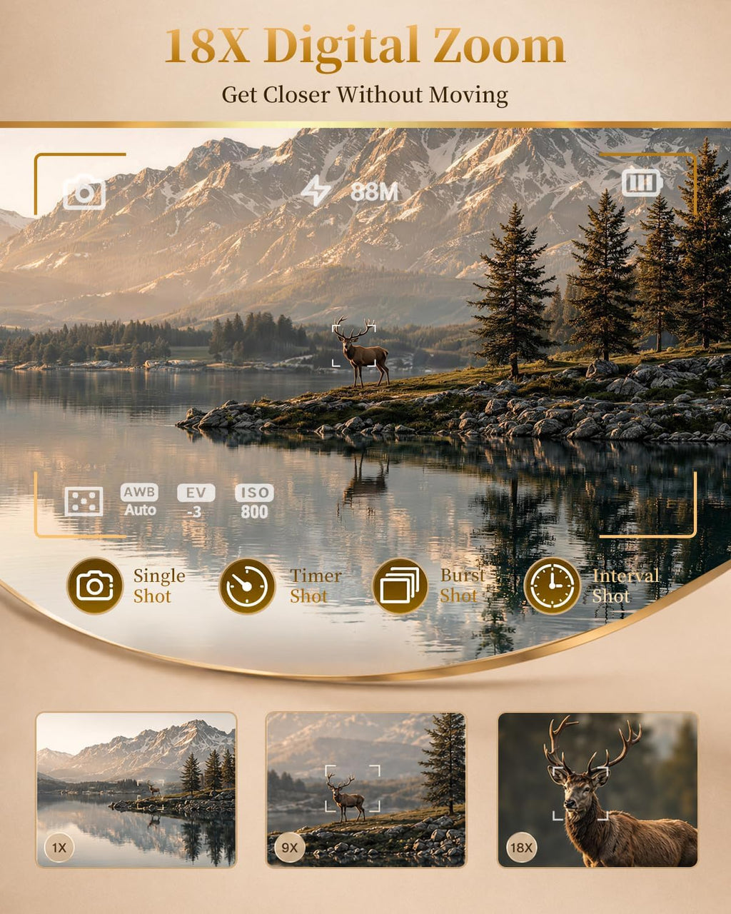 8K Digital Camera, 88MP Autofocus Camera for Beginners & Photography, WiFi
